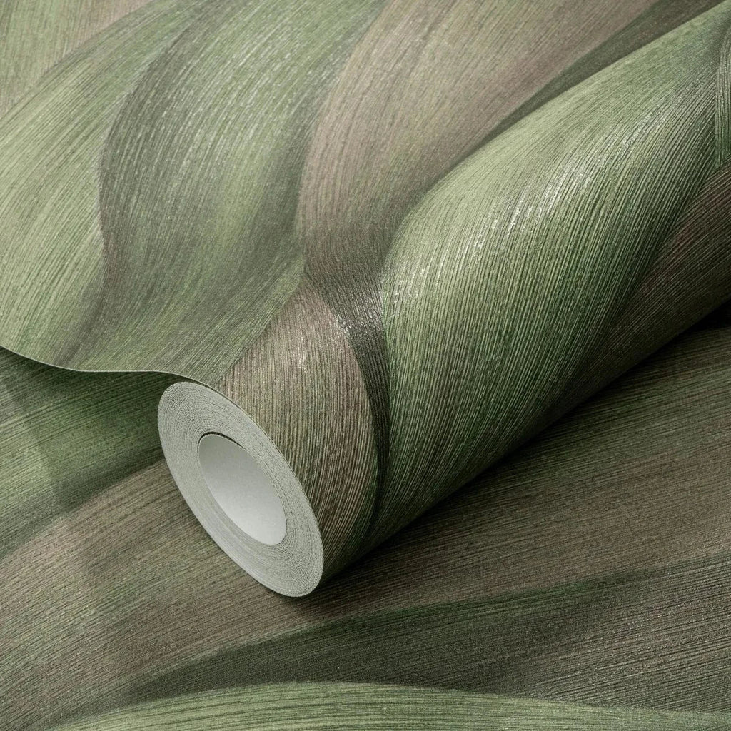 Zaļas viļņveida tapetes – dabisks un atsvaidzinošs interjera akcents  