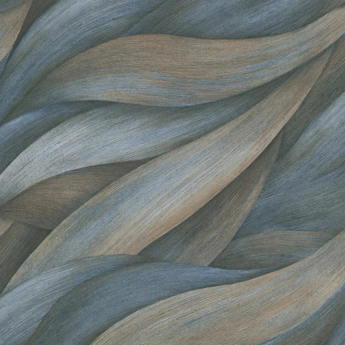 Zilas viļņveida tapetes – harmonijas un mierīguma sajūta istabā  