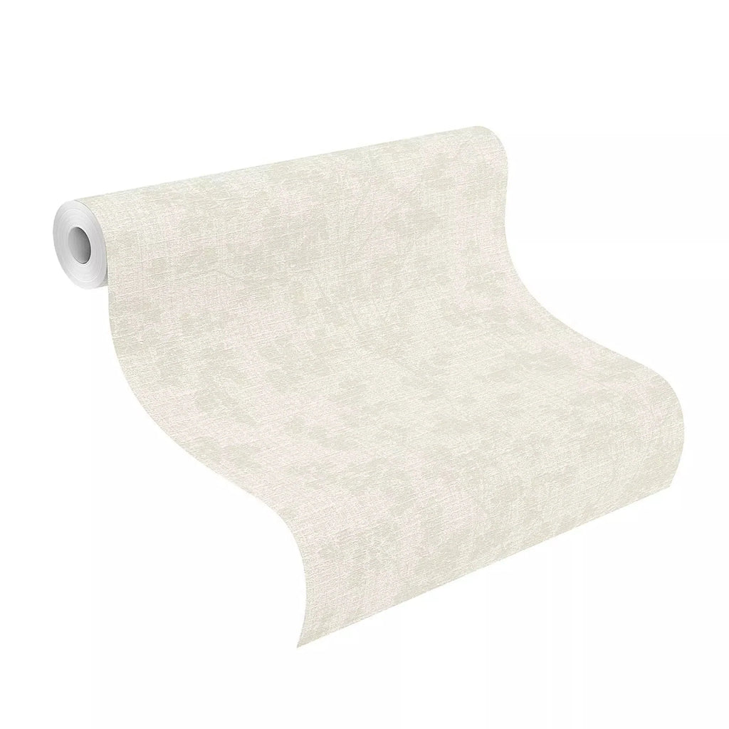 Baltas tapetes RASCH ar tekstila virsmu un smalkiem zariņiem, maigs spīdums, 653854, Welcome home