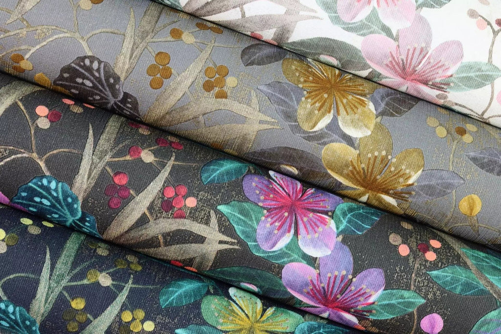 Tapetes ar ziedu un lapu rakstu, pelēkā, brūnā un zelta toņos, RASCH, 538229, Curiosity