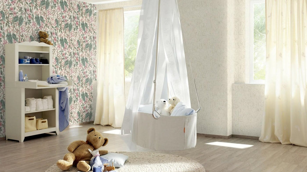 Tapetes ar ziedu un lapu rakstu, rozā, zaļā un krēmkrāsā, RASCH, 538212, Curiosity