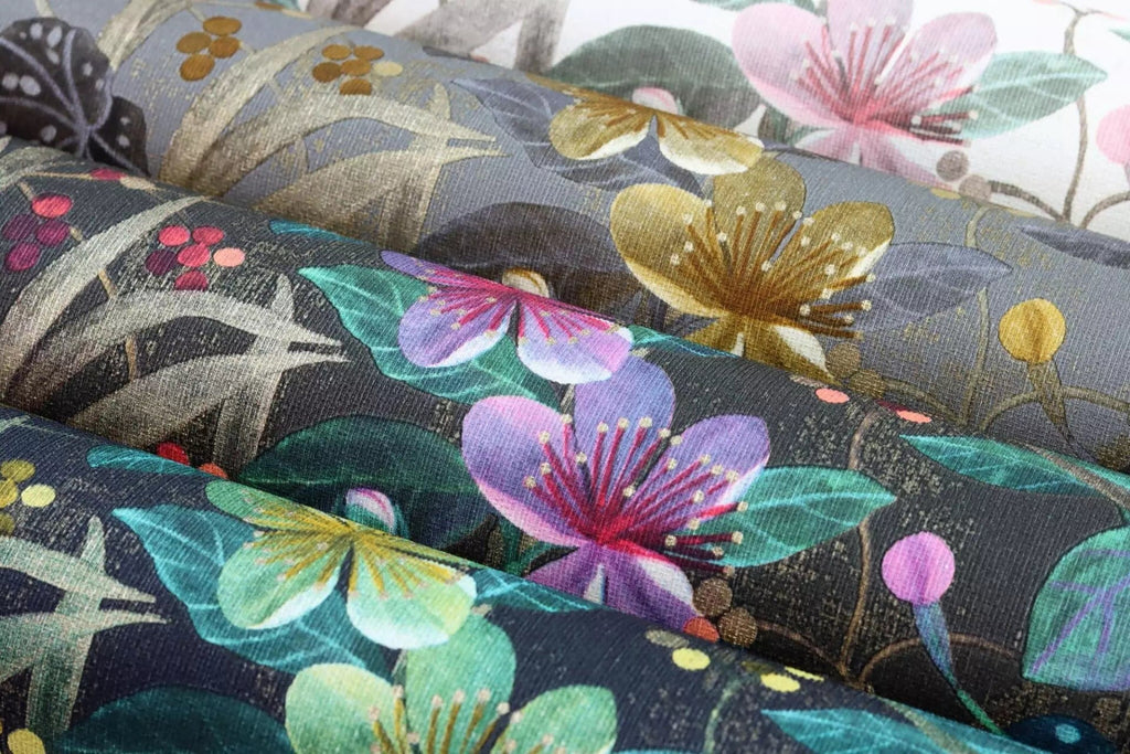 Tapetes ar ziedu un lapu rakstu, zaļā un melnā krāsā, RASCH, 538243, Curiosity