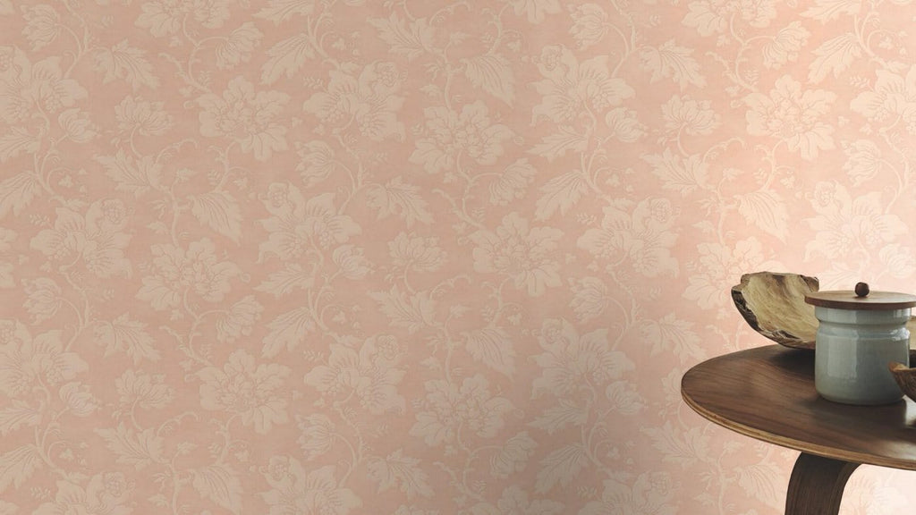 Klasiska ziedu ornamenta tapetes, rozā krāsā, RASCH, 570465, Trianon XIII