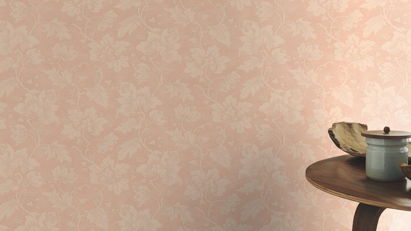 Klasiska ziedu ornamenta tapetes, rozā krāsā, RASCH, 570465, Trianon XIII