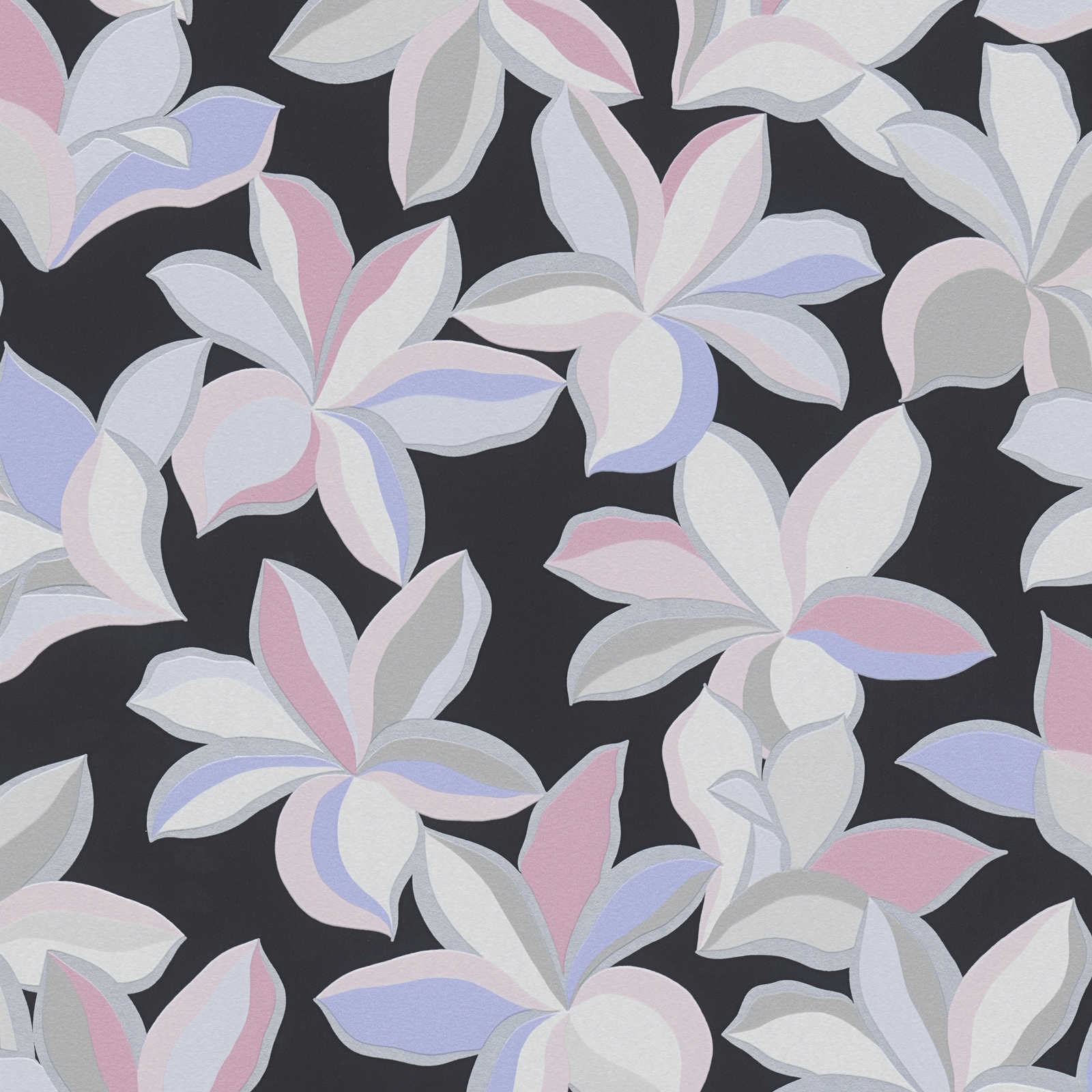 Ziedu raksta tapetes ar spīdumu un smalku faktūru - viesistabas interjerā