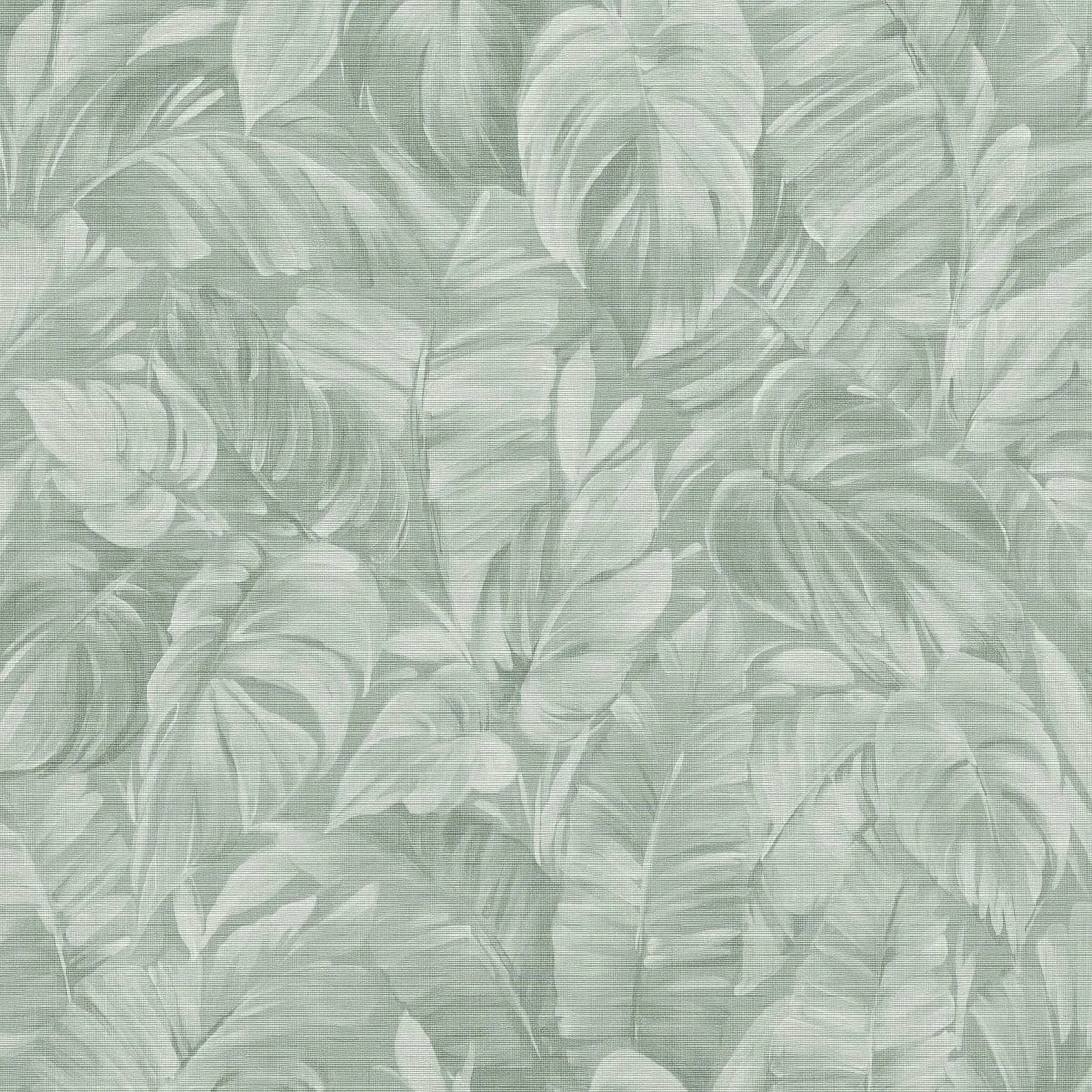 Zaļas tropiskā stila tapetes ar tekstila efektu – Erismann interjera ideja  