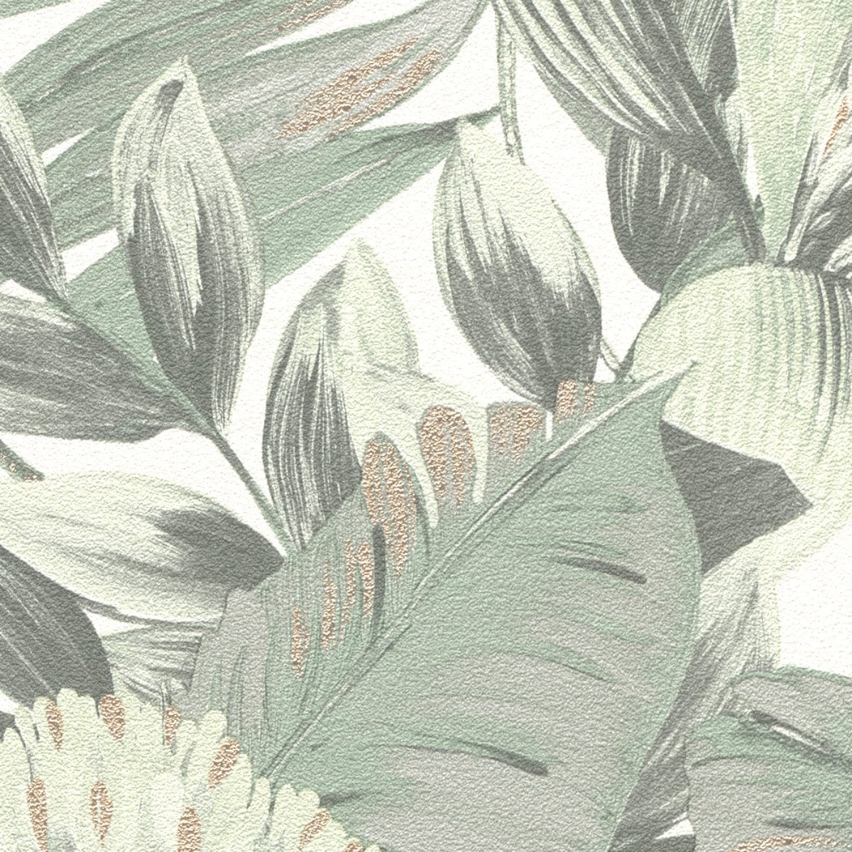 Zaļas botāniskās tapetes ar eksotisku lapu rakstu dabas iedvesmotam interjeram, 3710457, gaumīgs interjers 4