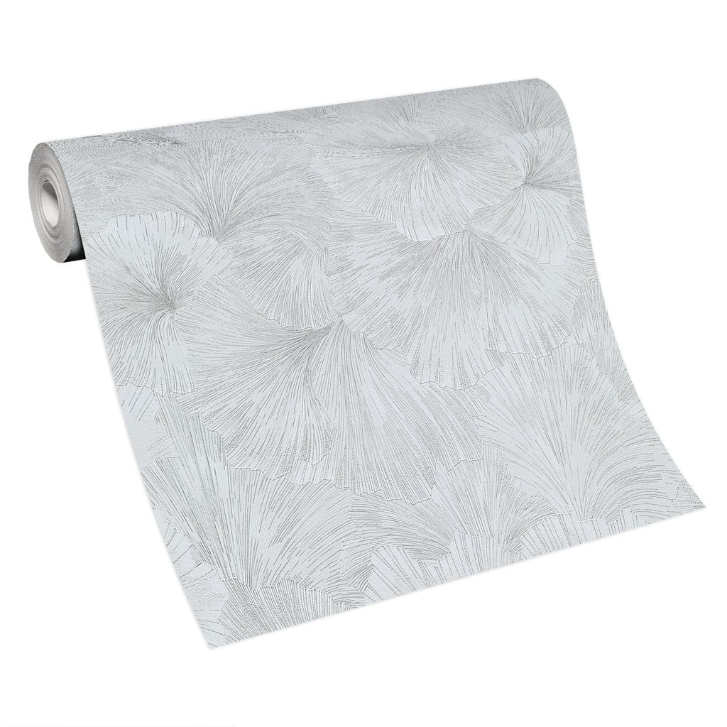 Tapetes ar sudraboti pelēku lapu dizainu, piešķir interjeram dabiskumu un eleganci, 3752023, skats interjerā 5