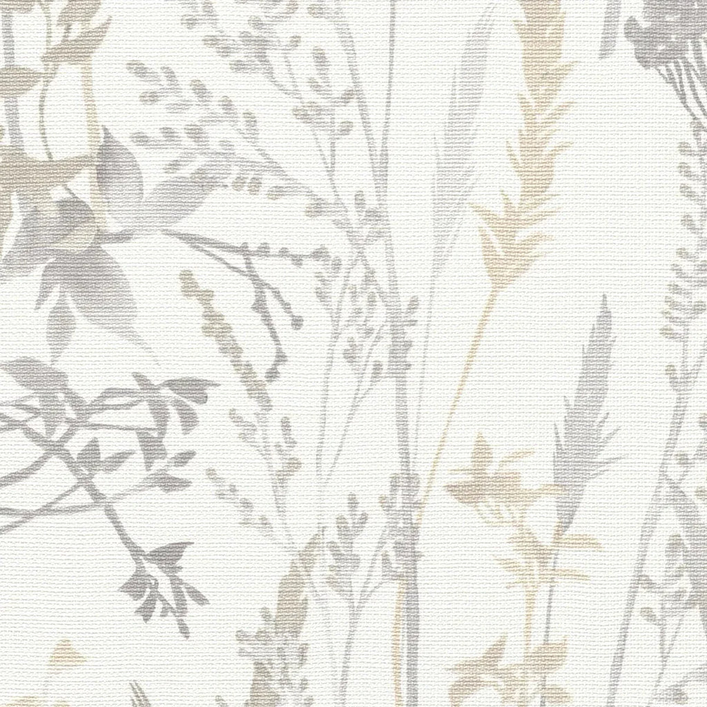 Gaišas lauku stila tapetes ar smalkām lapām un zāli – mūsdienīgs skats telpā  