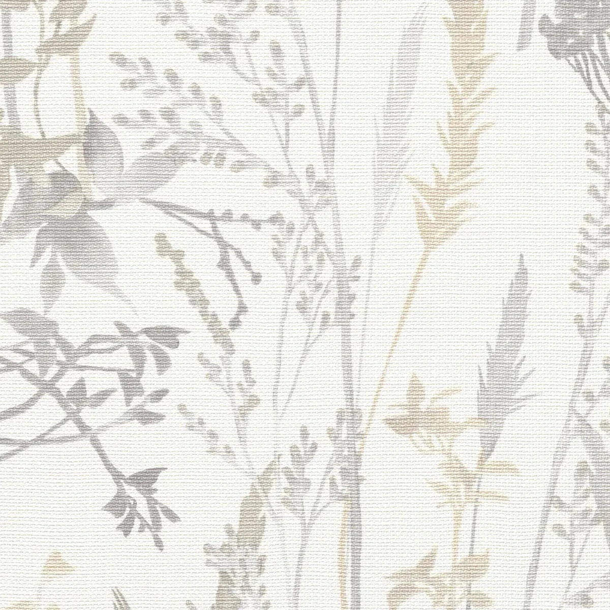 Gaišas lauku stila tapetes ar smalkām lapām un zāli – mūsdienīgs skats telpā  