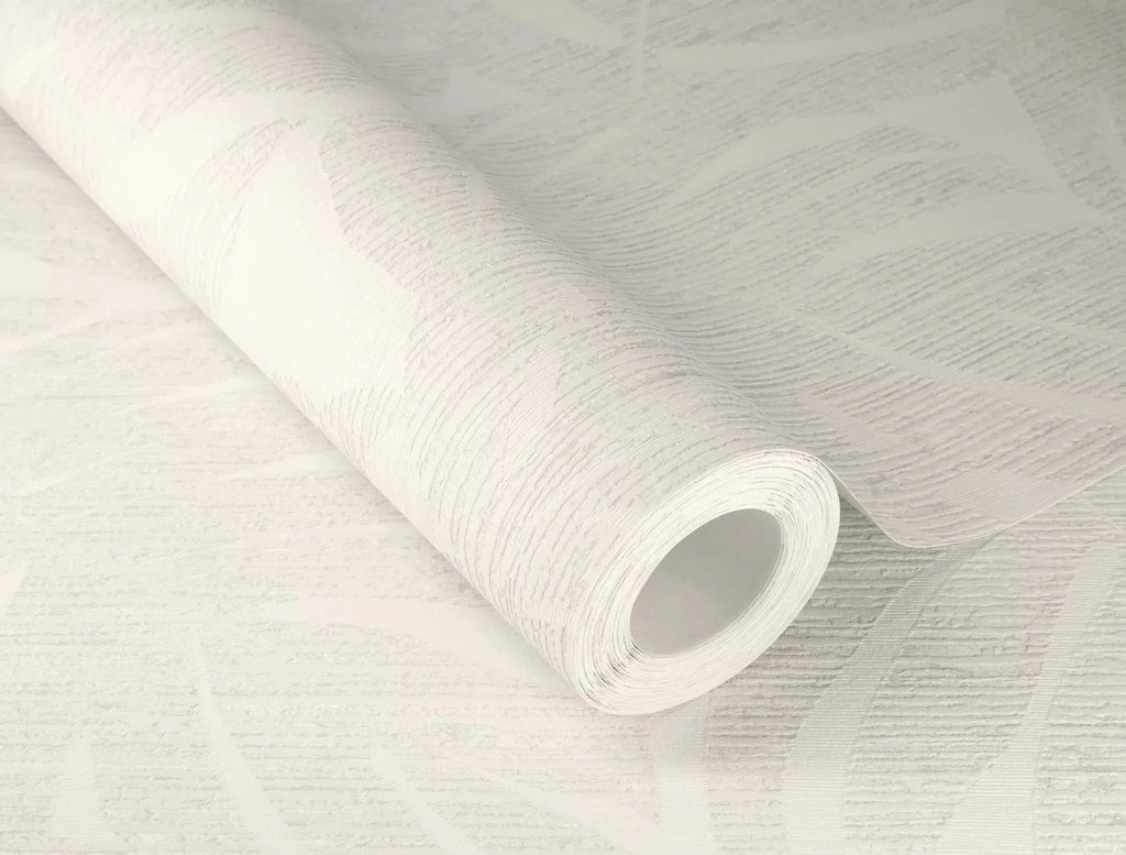 Flizelīna tapetes RASCH krēmīgi baltā krāsā ar tropiskām lapām, 653144, Welcome home