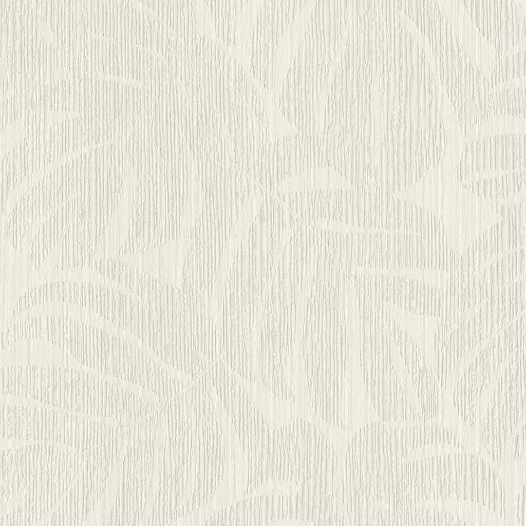 Flizelīna tapetes RASCH krēmīgi baltā krāsā ar tropiskām lapām, 653144, Welcome home