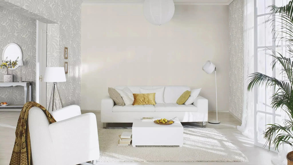 Flizelīna tapetes RASCH pelēkā krāsā ar tropiskām lapām, 653137, Welcome home