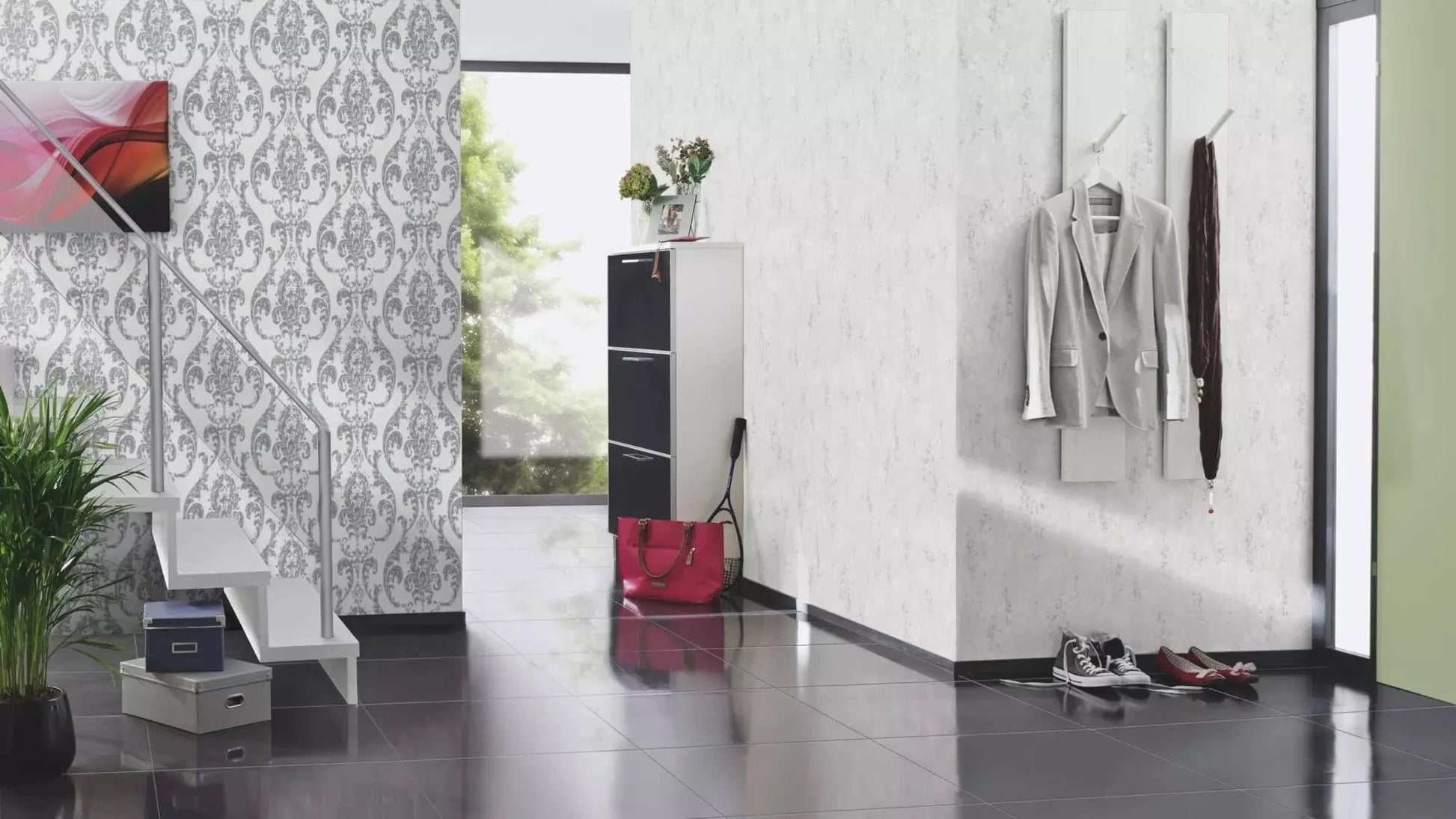 Pelēkas tapetes RASCH ar elegantu ornamentu, 315615, Color Your Life