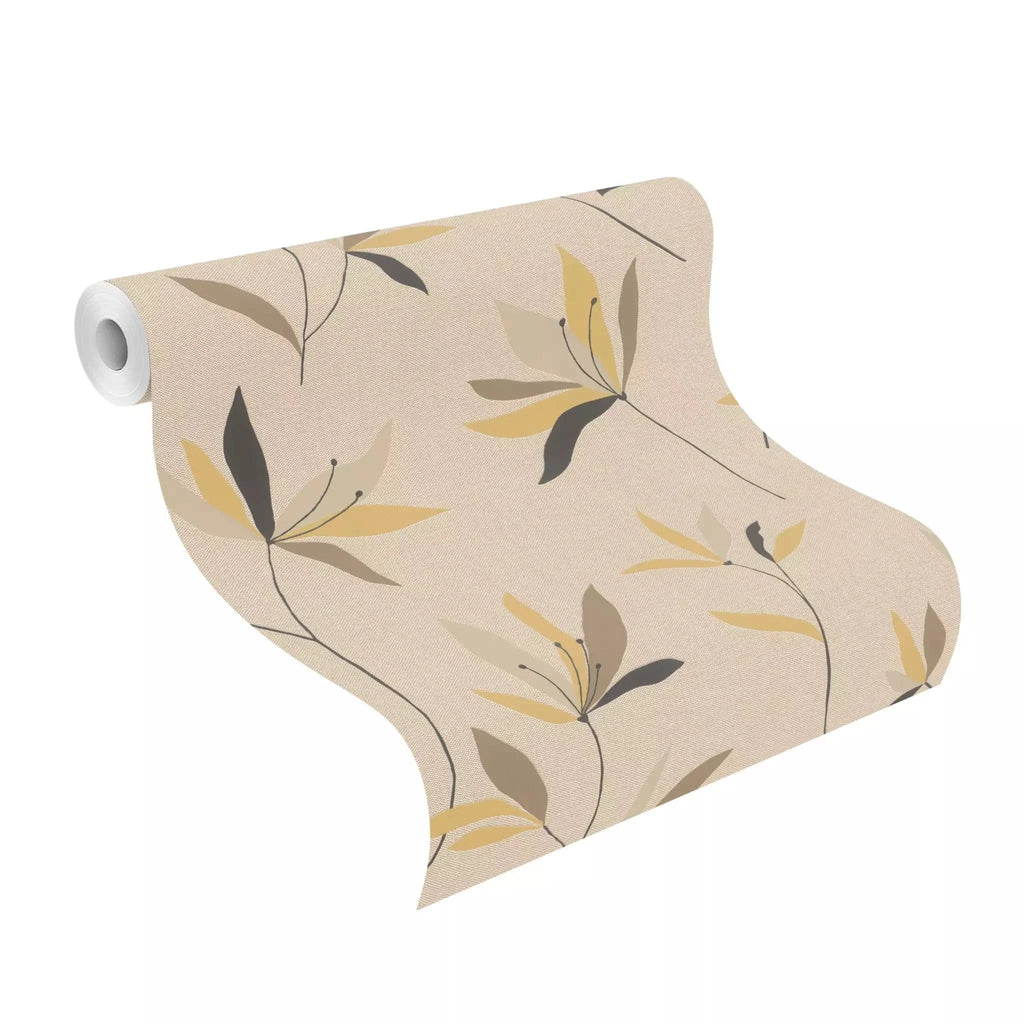 Strukturētas tapetes RASCH ar lapām, brūnā, 634082, Color Your Life