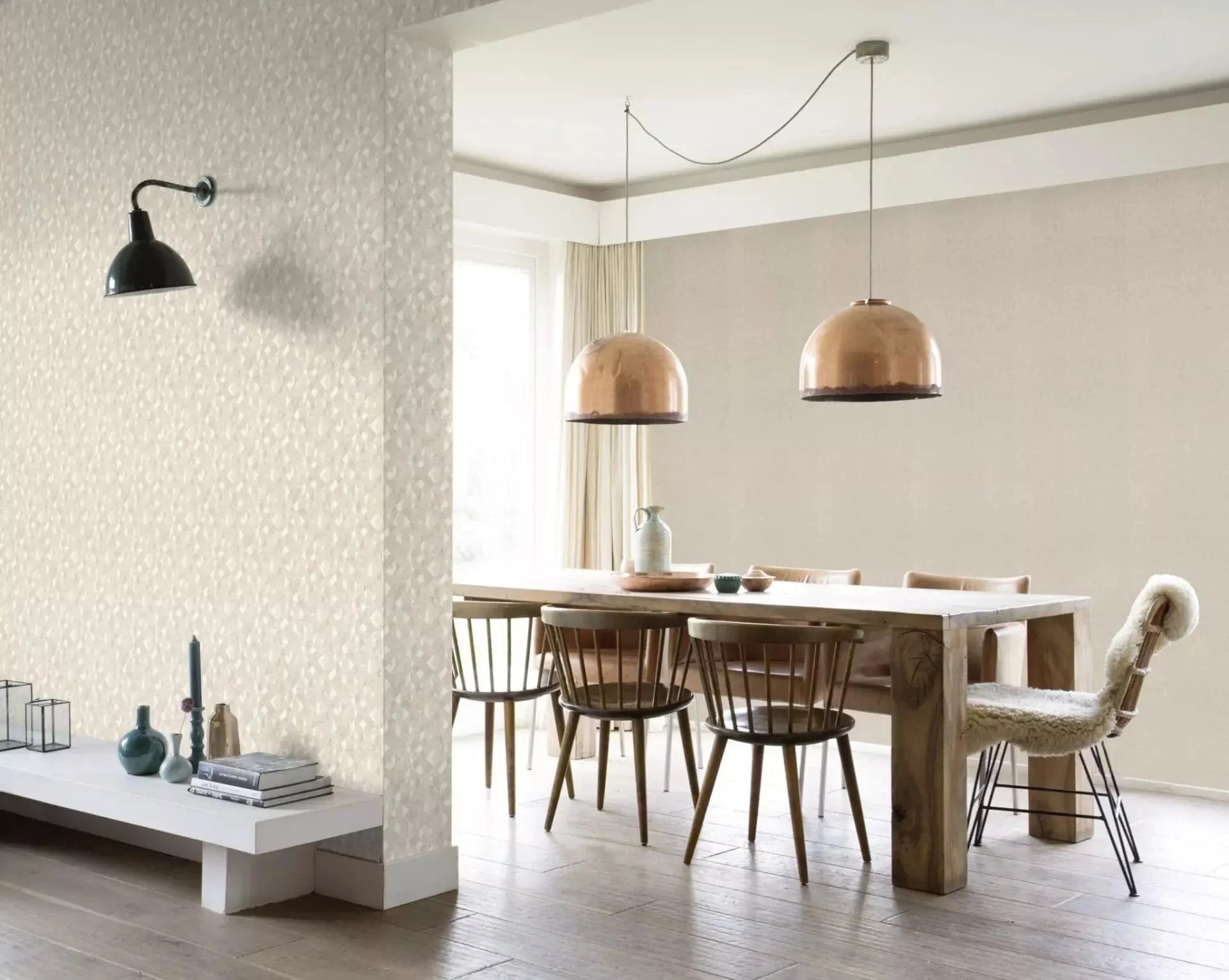 Tapetes ar ģeometrisku rakstu, RASCH, bēšas, 654226, Welcome home