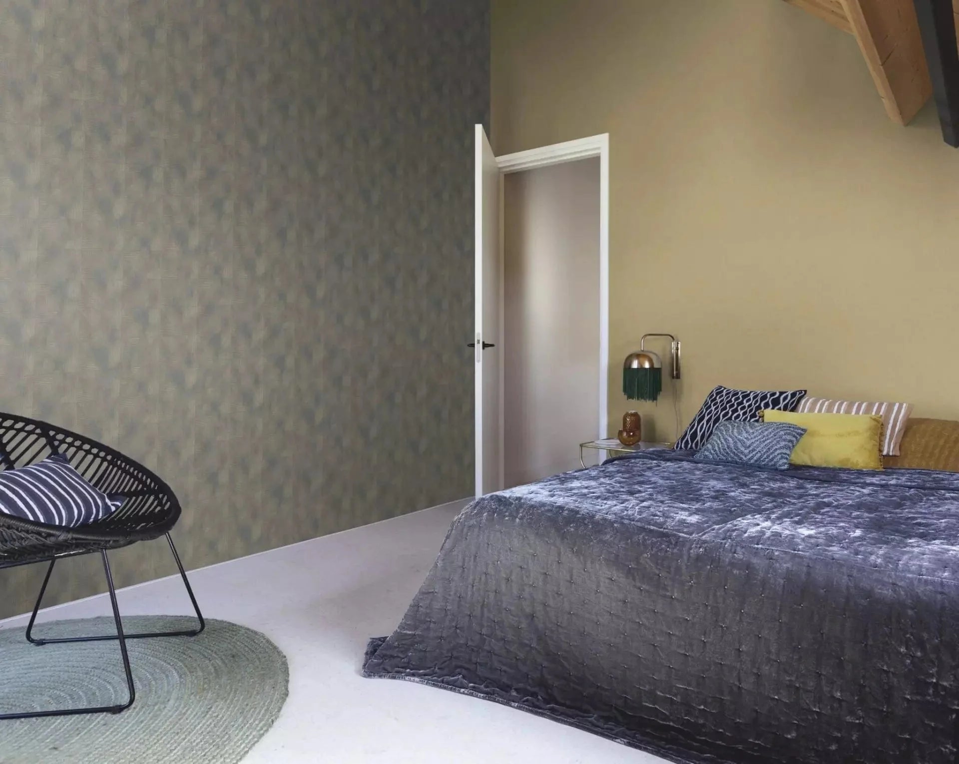 Tapetes ar ģeometrisku rakstu,RASCH, maigs spīdums, tumši pelēkā, 653946, Welcome home