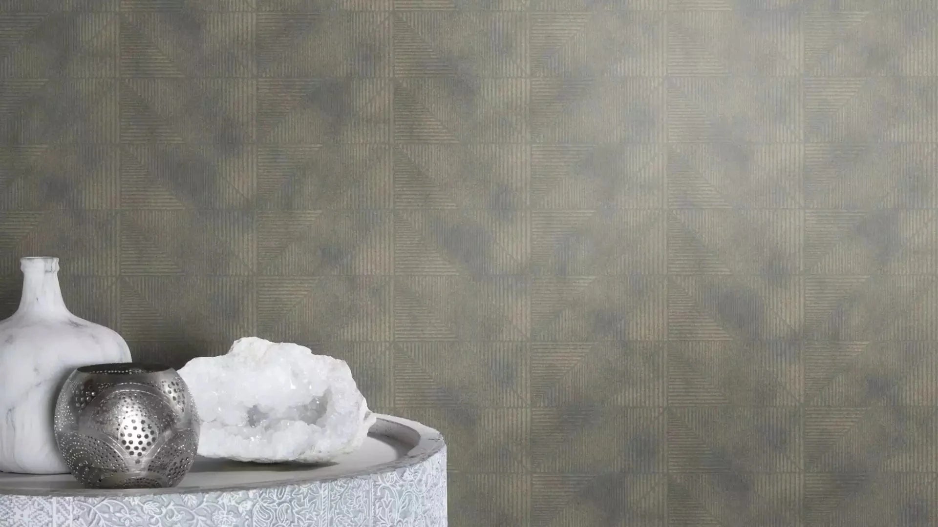 Tapetes ar ģeometrisku rakstu,RASCH, maigs spīdums, tumši pelēkā, 653946, Welcome home