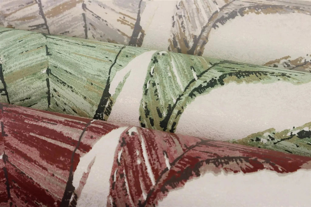 Flizelīna tapetes RASCH sarkanā krāsā ar lapām, 653441, Welcome home