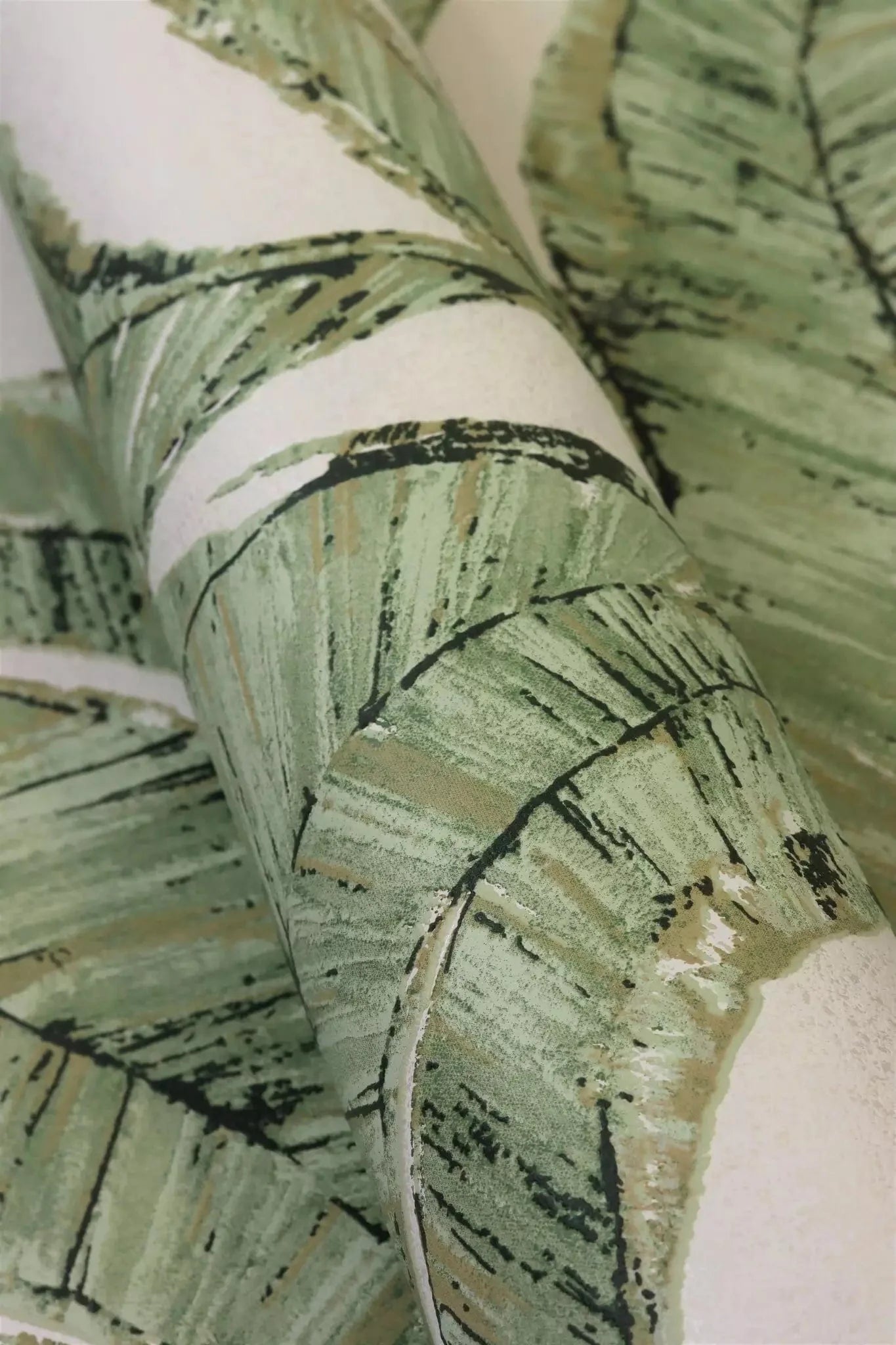 Flizelīna tapetes RASCH zaļā krāsā ar lapām, 653434, Welcome home