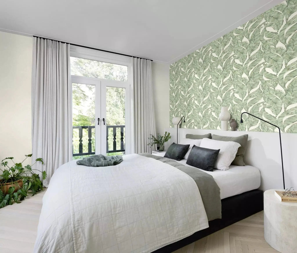 Flizelīna tapetes RASCH zaļā krāsā ar lapām, 653434, Welcome home