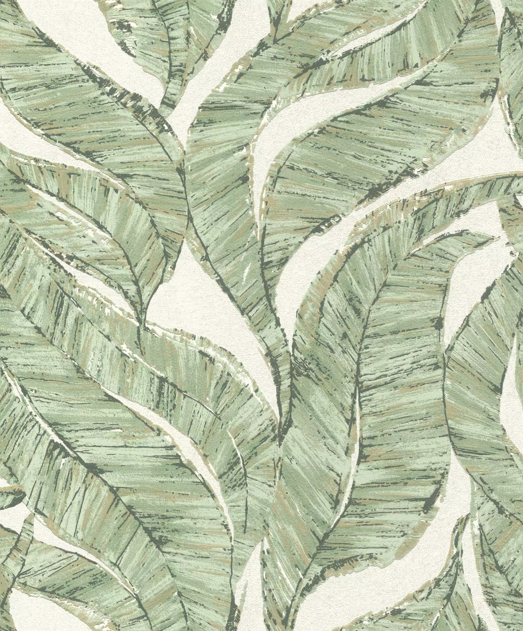 Flizelīna tapetes RASCH zaļā krāsā ar lapām, 653434, Welcome home