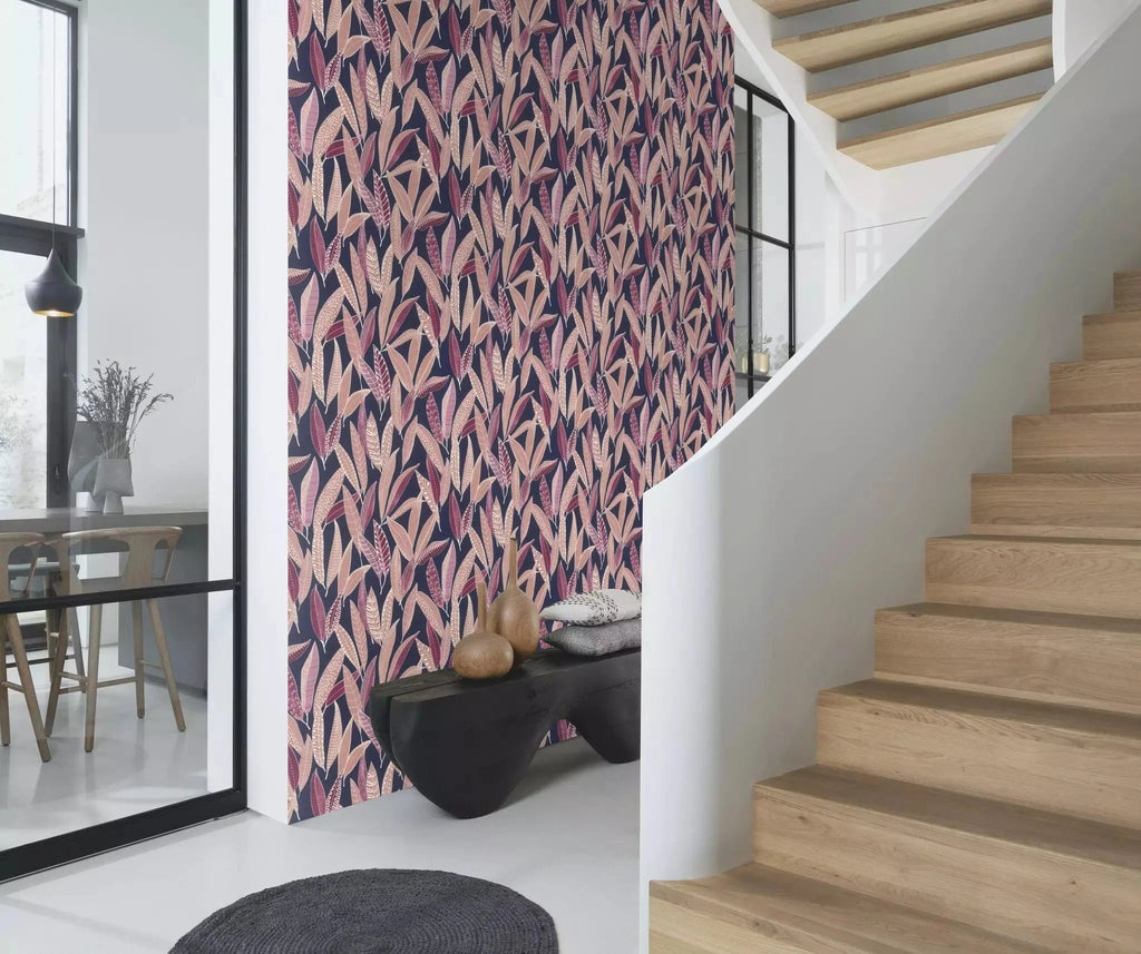 Tapetes RASCH ar lielam lapām uz tumša fona, 865615, pirkt veikalā RASCH