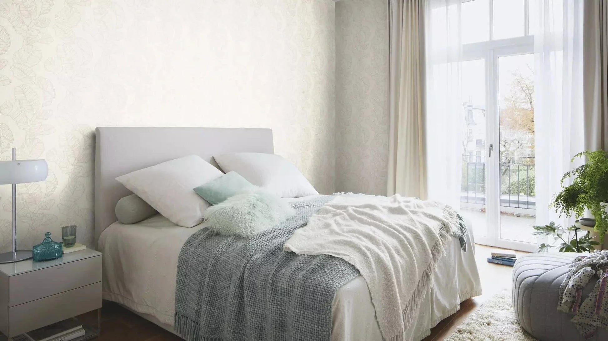 Tapetes RASCH -  lapas ar perlamutra kontūru, krēmkrāsā, 822618, Color Your Life