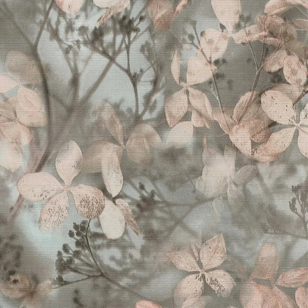 Tirkīza un krēmkrāsas vintage tapetes ar lapu motīvu interjerā – Erismann  