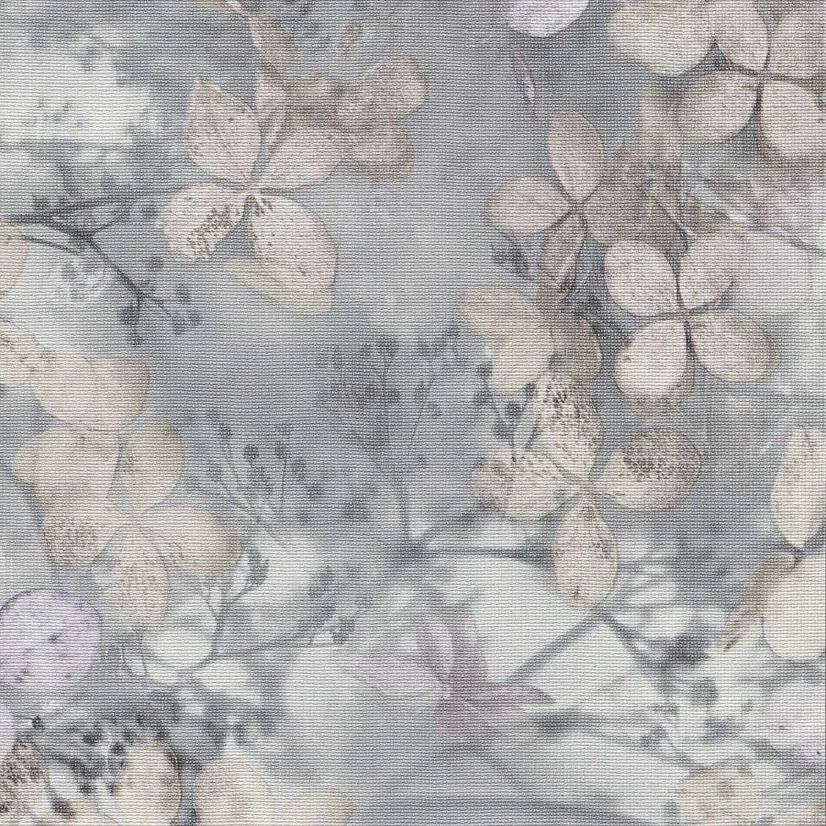 Pelēkas tapetes ar lapu rakstu un tekstila efektu interjerā – Erismann  