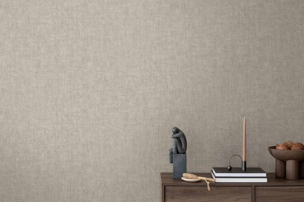 Pelēkas vienkrāsainas tapetes ar dabisku lina tekstūru un spīdumu | 3007654