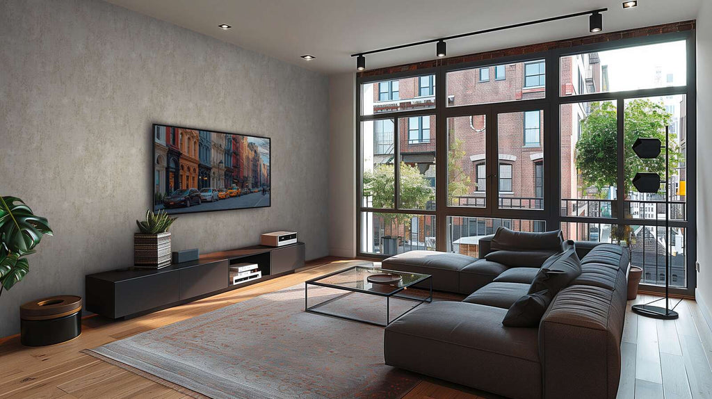 Modernas pelēkbrūnas un pelēkas apmetuma stila tapetes ar matētu apdari - guļamistabas interjerā