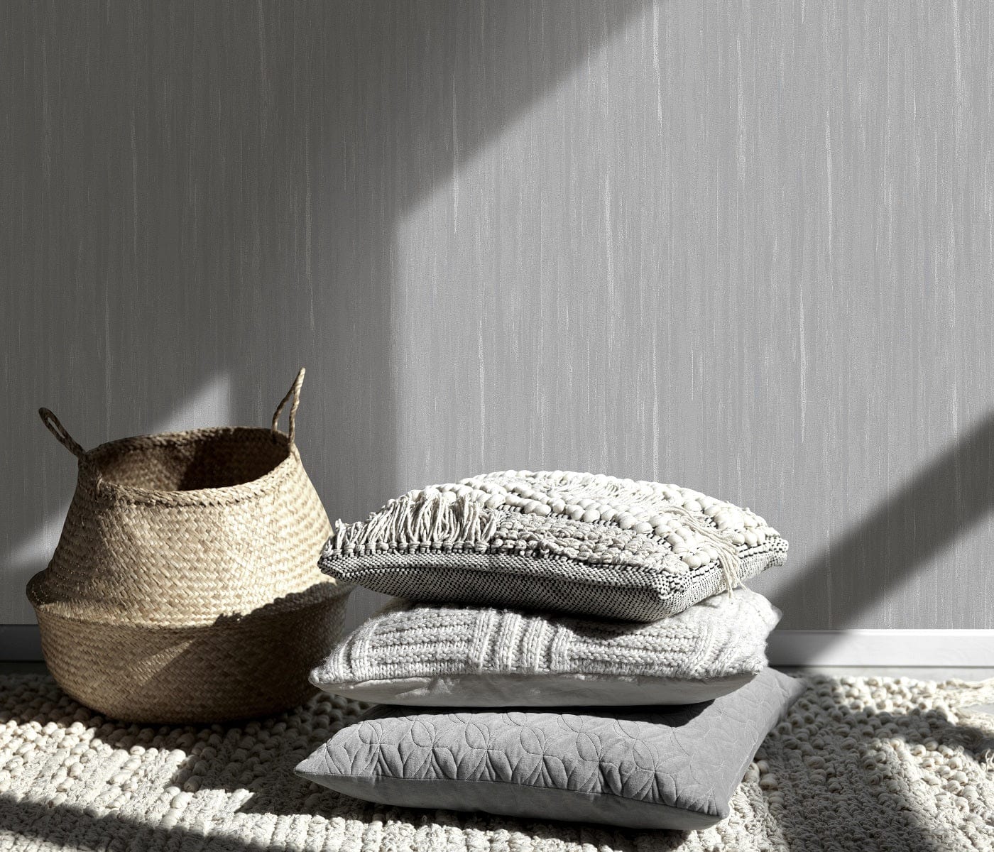 Pelēkas tapetes ar smalku struktūru modernai un stilīgai telpai, 3740022, galerija 2