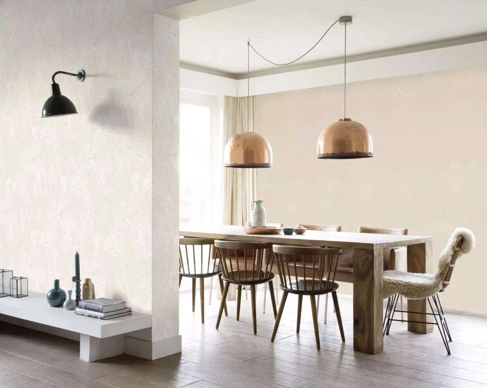 Vienkrāsainas tapetes RASCH gaiši bēšā krāsā ar tekstila faktūru, 633788, Color Your Life