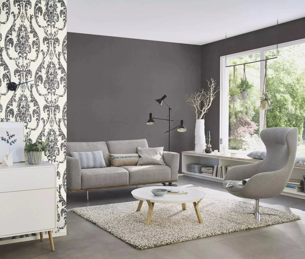 Vienkrāsainas tapetes melnā krāsā ar tekstila faktūru, 633177, Color Your Life