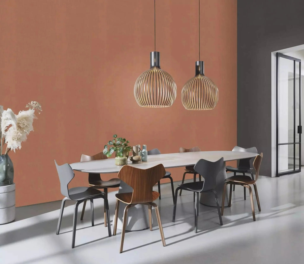 Vienkrāsainas tapetes sarkanbrūna krāsā ar tekstila faktūru, 633542, Color Your Life