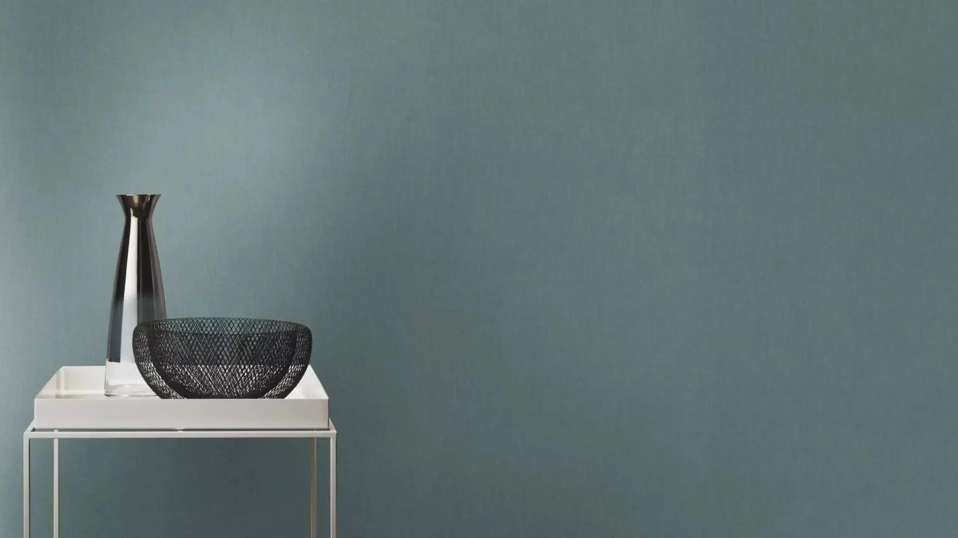 Vienkrāsainas tapetes tirkīzā krāsā ar tekstila faktūru, 633184, Color Your Life