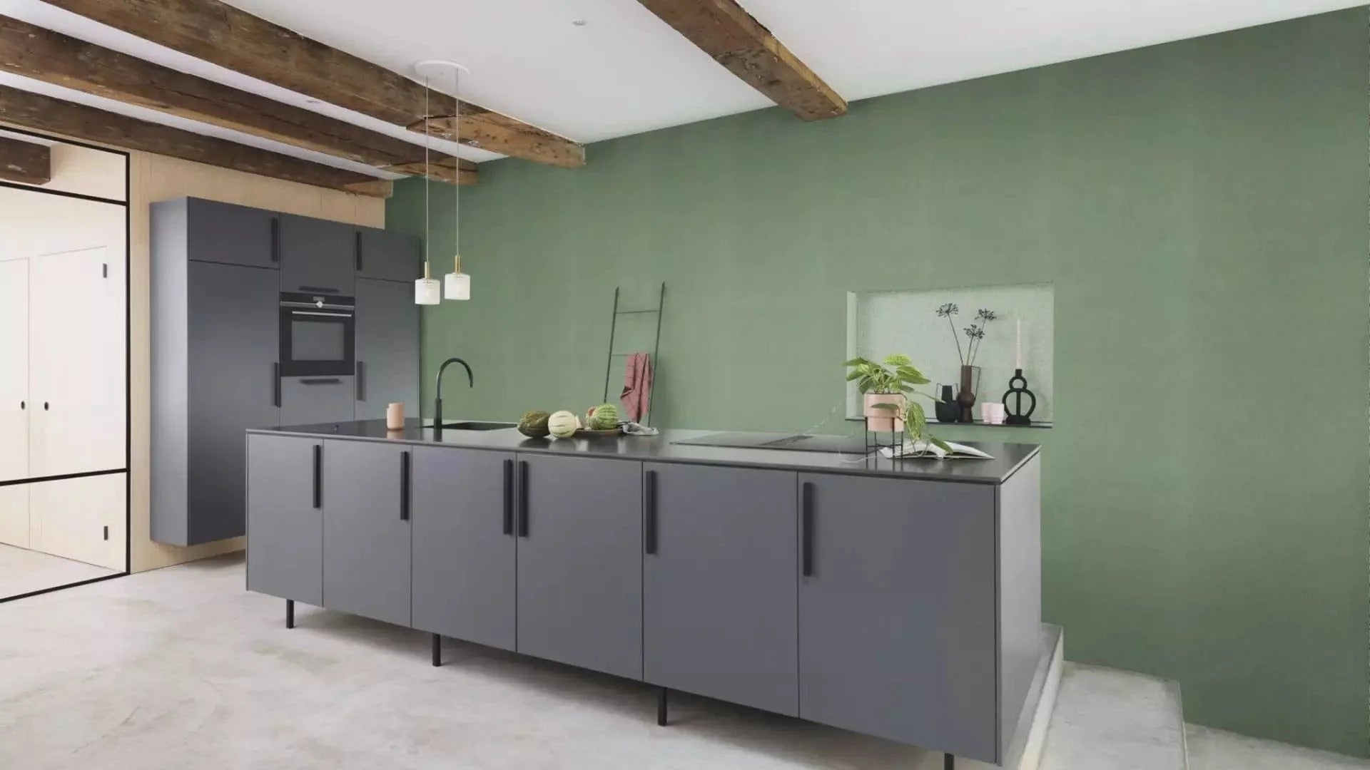 Vienkrāsainas tapetes zaļā krāsā ar tekstila faktūru, 633191, Color Your Life