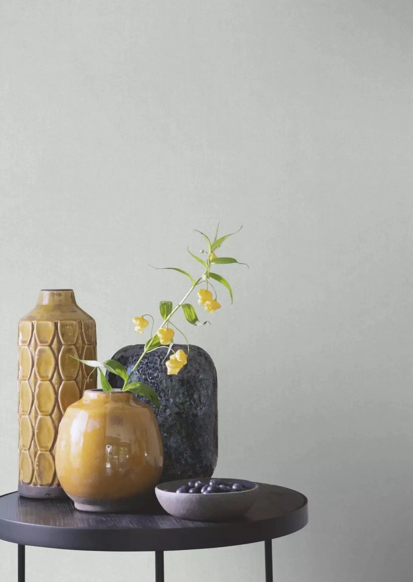 Vienkrāsainas tapetes  zilgani pelēka krāsāar tekstila faktūru, 633740, Color Your Life