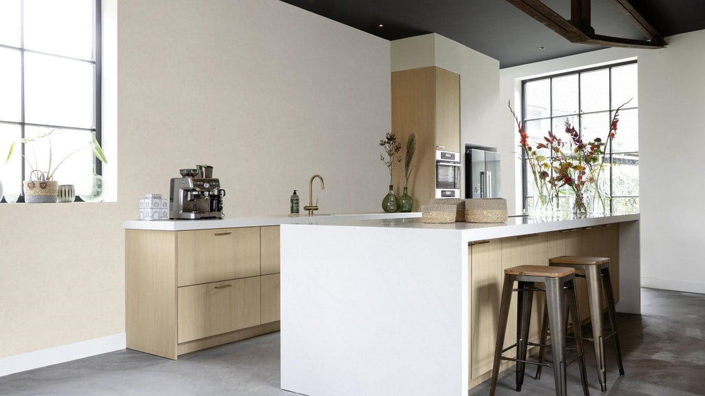 Tekstila tekstūras tapetes, krēmkrāsas tonī, RASCH, 330014, Paraiso