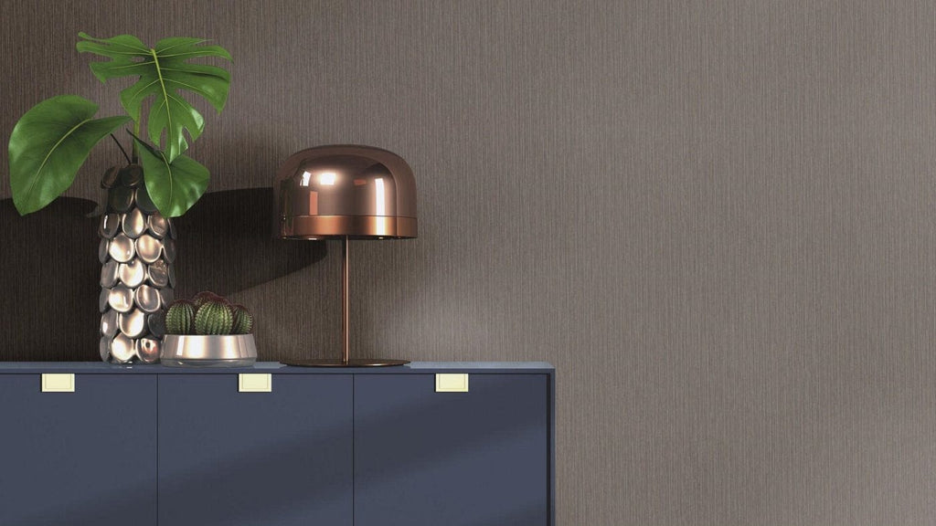 Vienkrāsainas tapetes ar vertikāli strukturētu tekstūru, tumši brūnā krāsā, RASCH, 537758, Curiosity