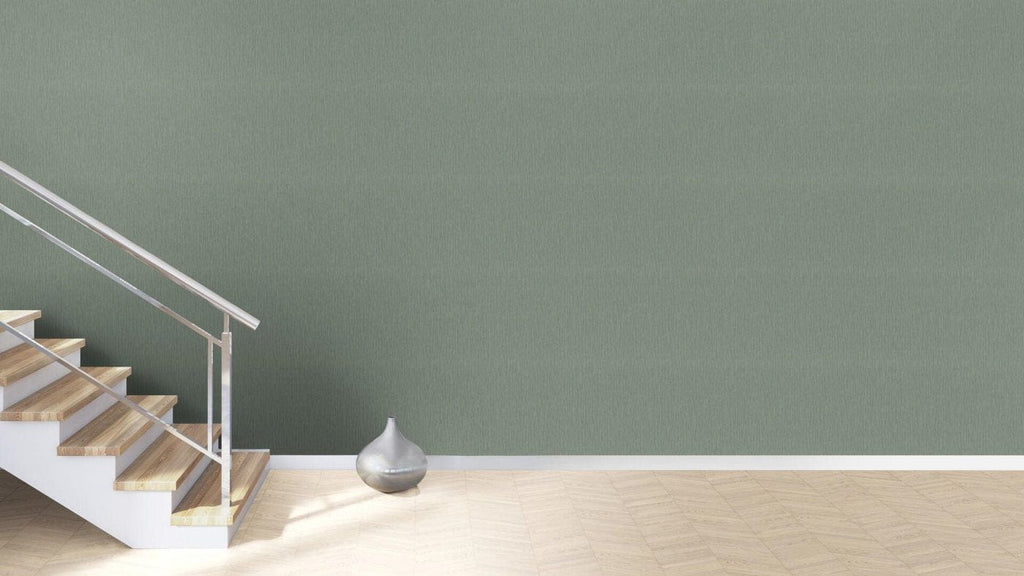 Vienkrāsainas tapetes ar vertikāli strukturētu tekstūru, tumši zaļā krāsā, RASCH, 537666, Curiosity