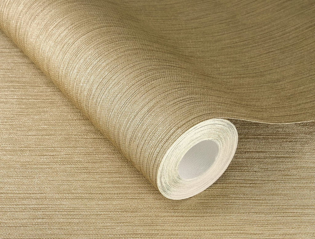 Vienkrāsainas tapetes ar vertikāli strukturētu tekstūru, zeltainā krāsā, RASCH, 537703, Curiosity