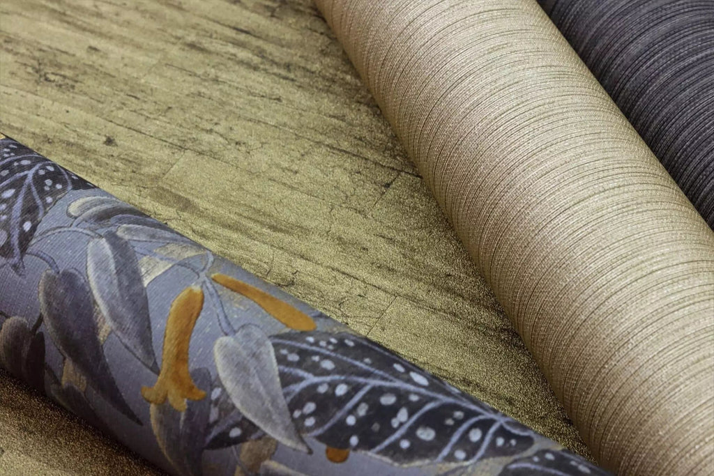 Vienkrāsainas tapetes ar vertikāli strukturētu tekstūru, zeltainā krāsā, RASCH, 537703, Curiosity