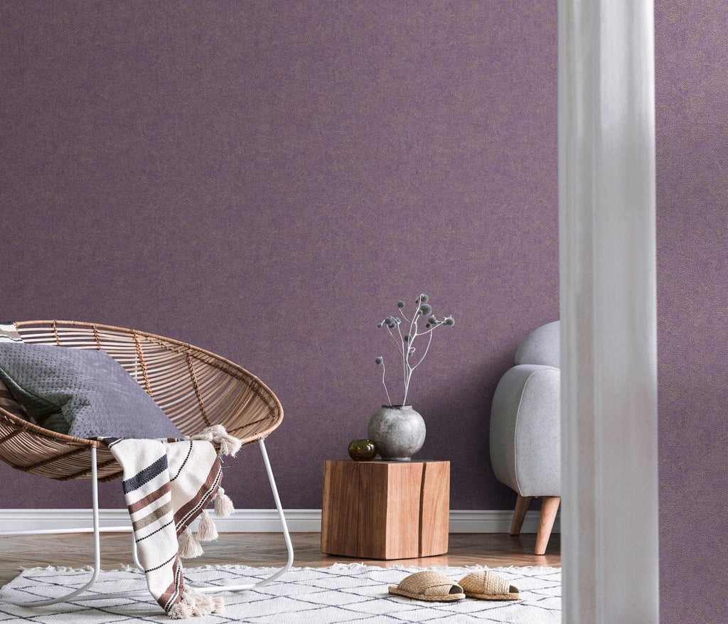 Izteiksmīgas tumši violetas tapetes ar spīdīgu efektu, 3752661, skats interjerā 2