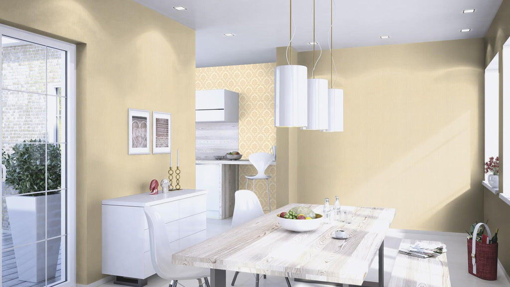 Vienkrāsainas tapetes ar mirdzuma efektu, bēšā krāsā, RASCH, 570038, Trianon XIII