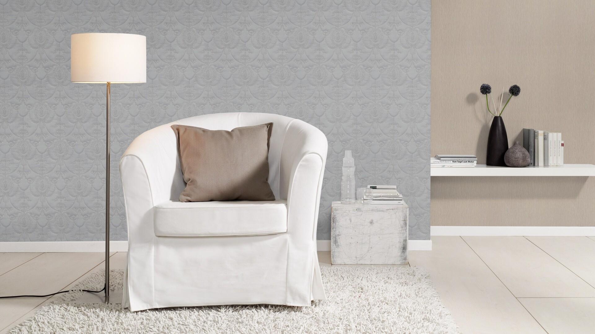 Vienkrāsainas tapetes ar mirdzuma efektu, brūnā krāsā, RASCH, 570090, Trianon XIII