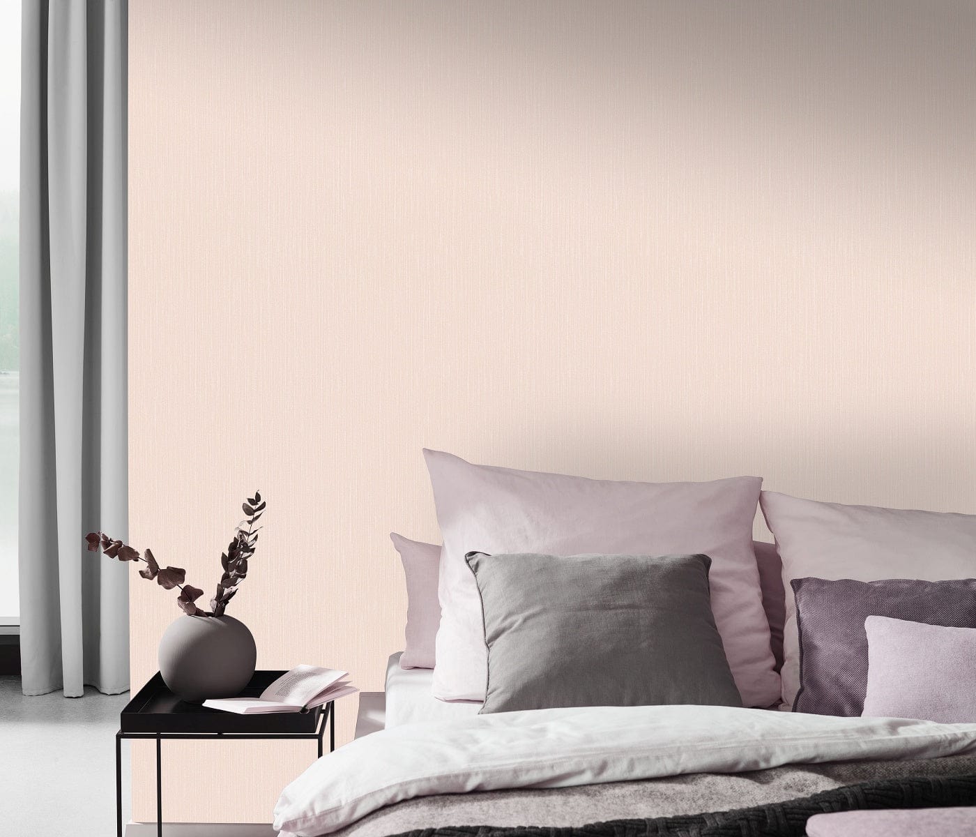 Gaiši rozā tapetes ar spīdīgu virsmu maigam un romantiskam dizainam, 3702421, bildes 3