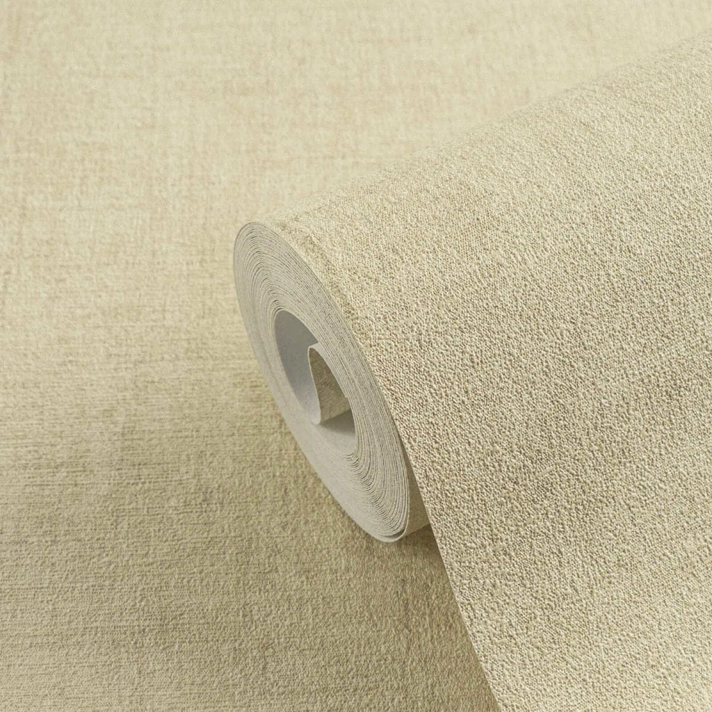 Bēšas vienkrāsainas tapetes ar auduma izskatu un spīdumu | 3007661