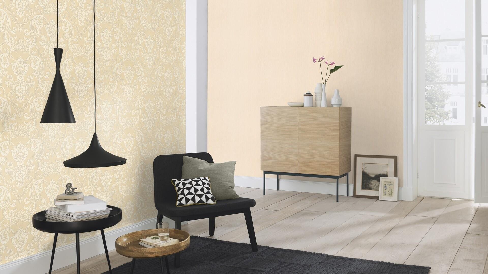 Vienkrāsainas tapetes ar mirdzuma efektu, maigi rozā krāsā, RASCH, 570014, Trianon XIII